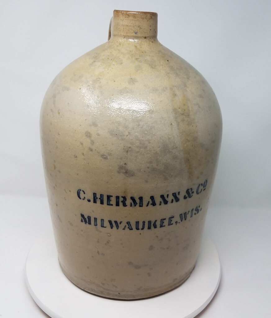 This piece dates from the late-1870's or early 1880 before Pierron took over in 1886. It has no capacity mark but appears to be a two- or three-gallon size.