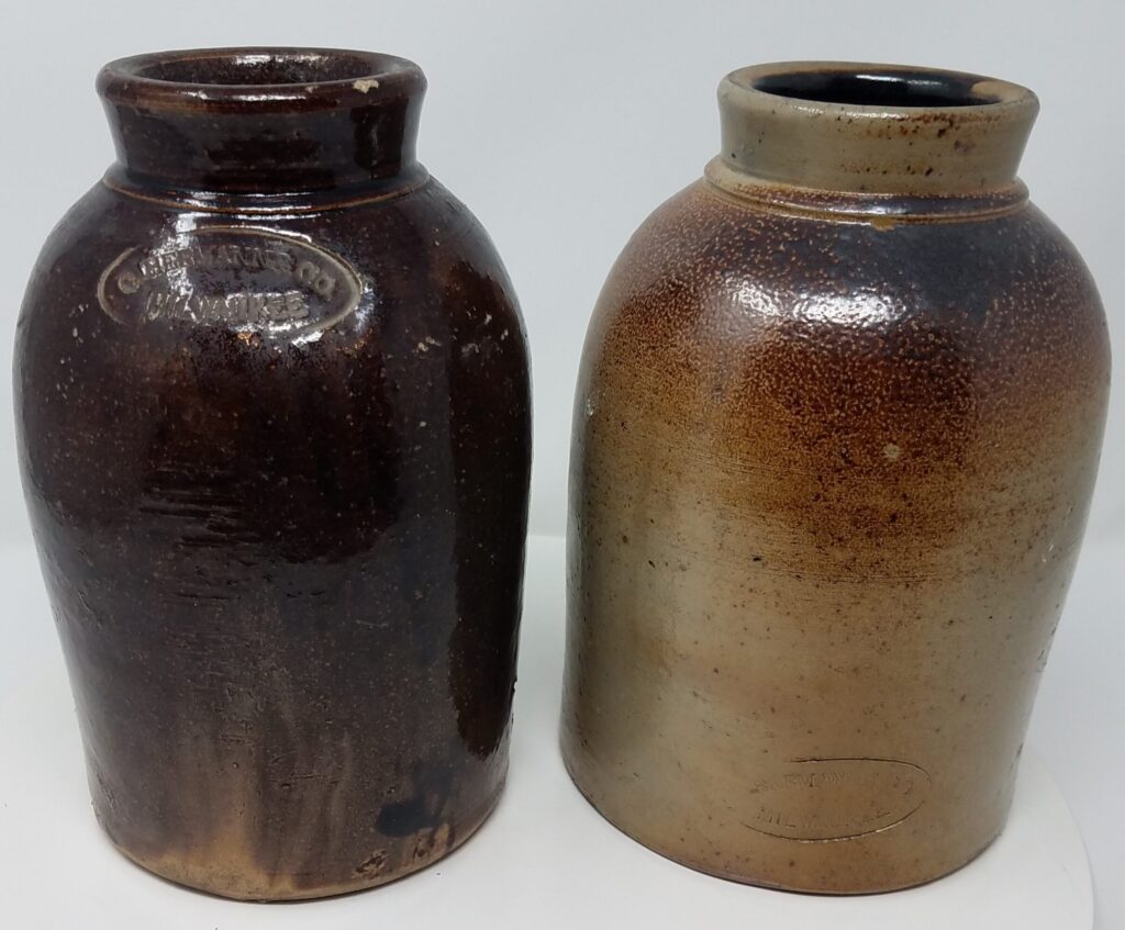 These are commonly referred to as "Snuff Jars" but were used for various commercial products and general household uses. They are designed to use a cork. they were made with both Abany slip and salt-glaze finishes.
