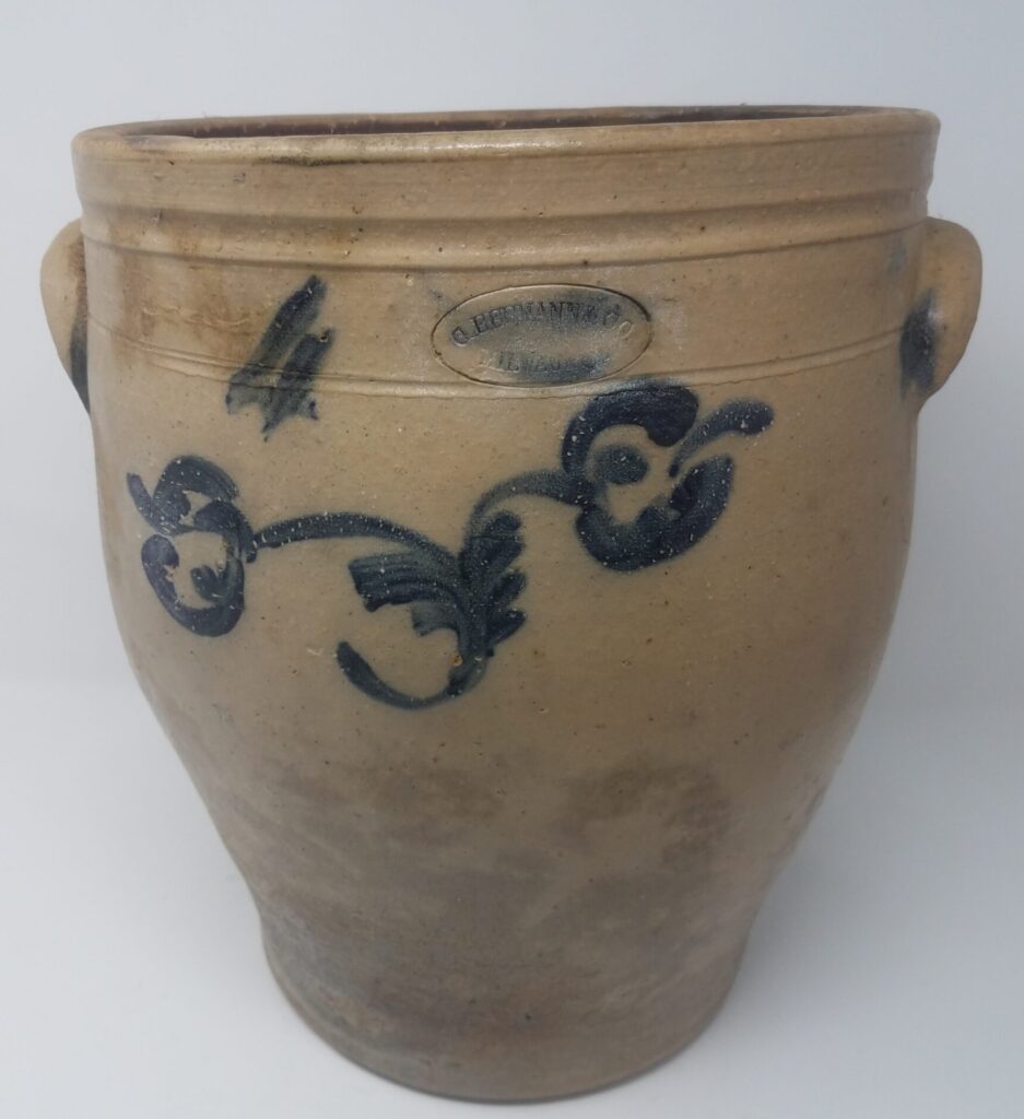 Hermann cream pots are rare.  This one has a simple brushed flower decoration that includes the "4" instead of an incised "4.". A similar decoration was used on Gunther pieces