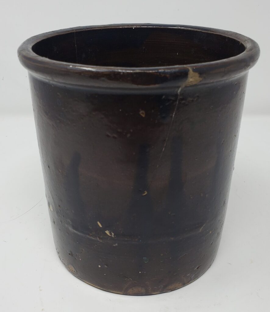 One-quart jar with Albany slip glaze